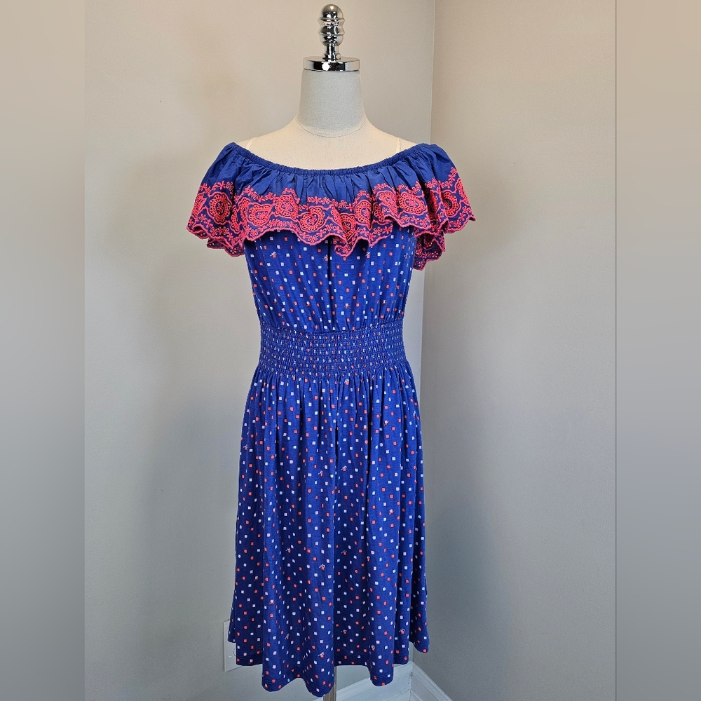 Lilly Pulitzer Womens Dress Large Kalama Off The Shoulder Smocked Soft Jersey
